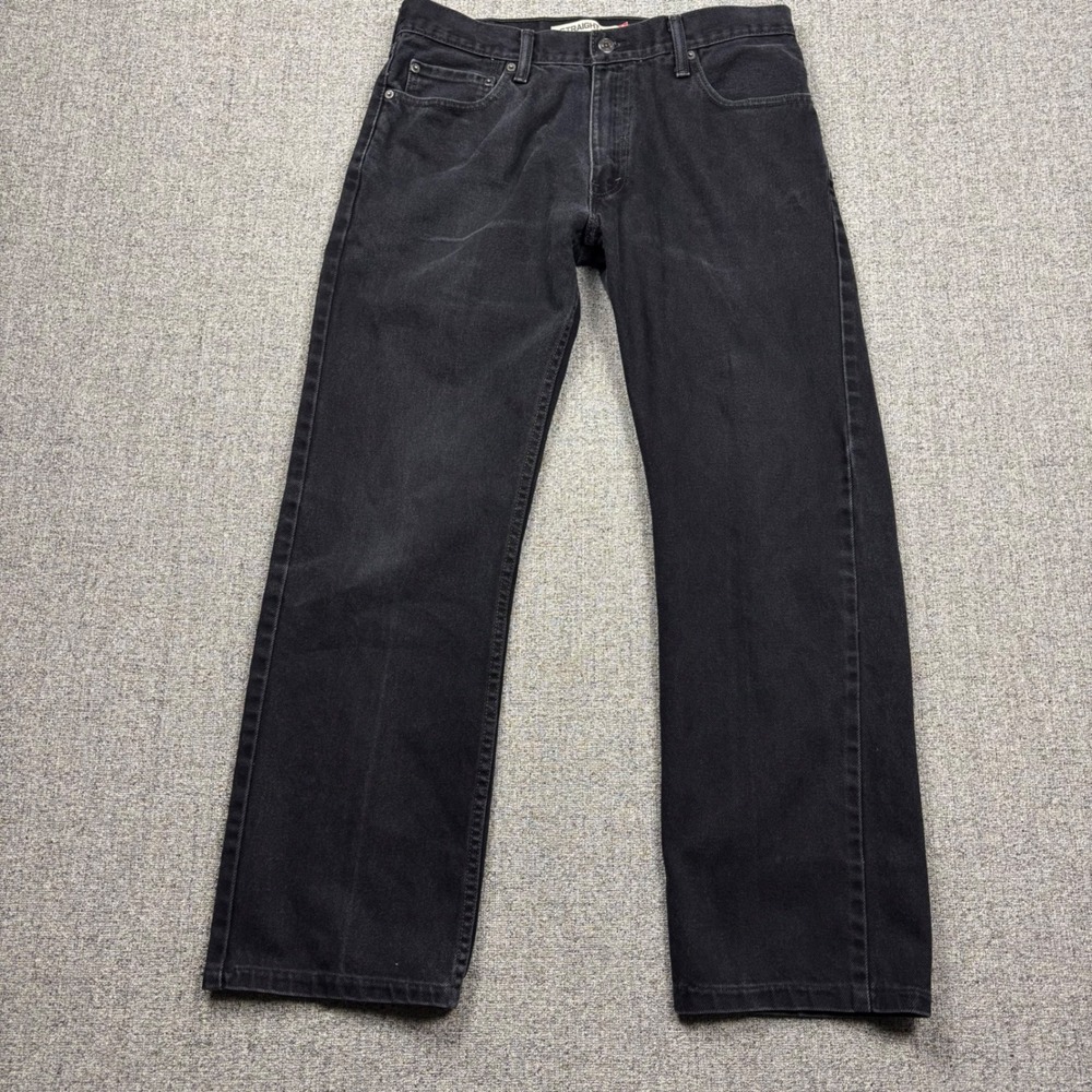 Levi's Jeans Mens Fits 34x30 505 Straight Fit Black Faded 100% Cotton Denim VTG